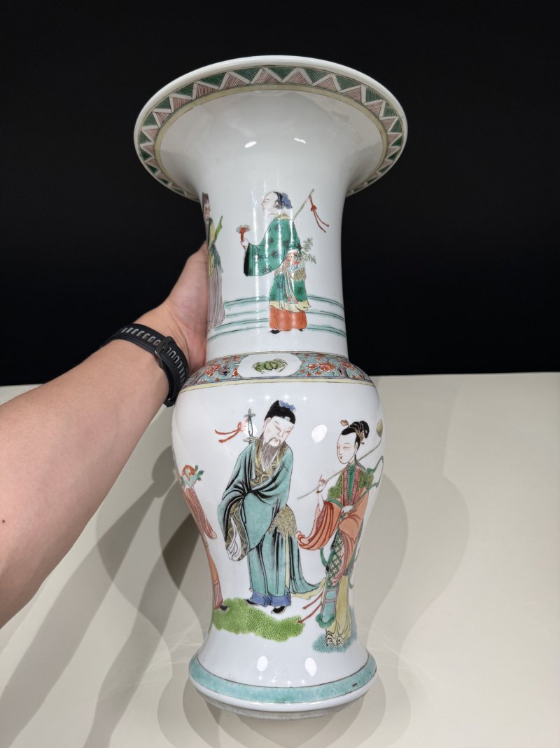 清光绪 五彩八仙祝寿人物凤尾尊 - 图7