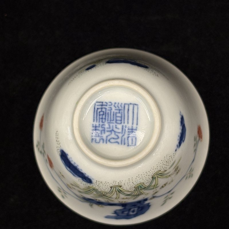 清 斗彩花神杯一对 - 图8