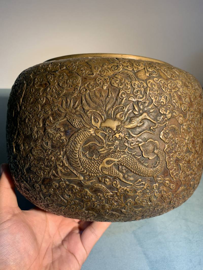 清 铜鎏金云龙纹盖炉 - 图10