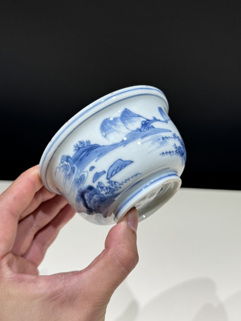 明天启 青花赤壁泛舟图碗 - 图5