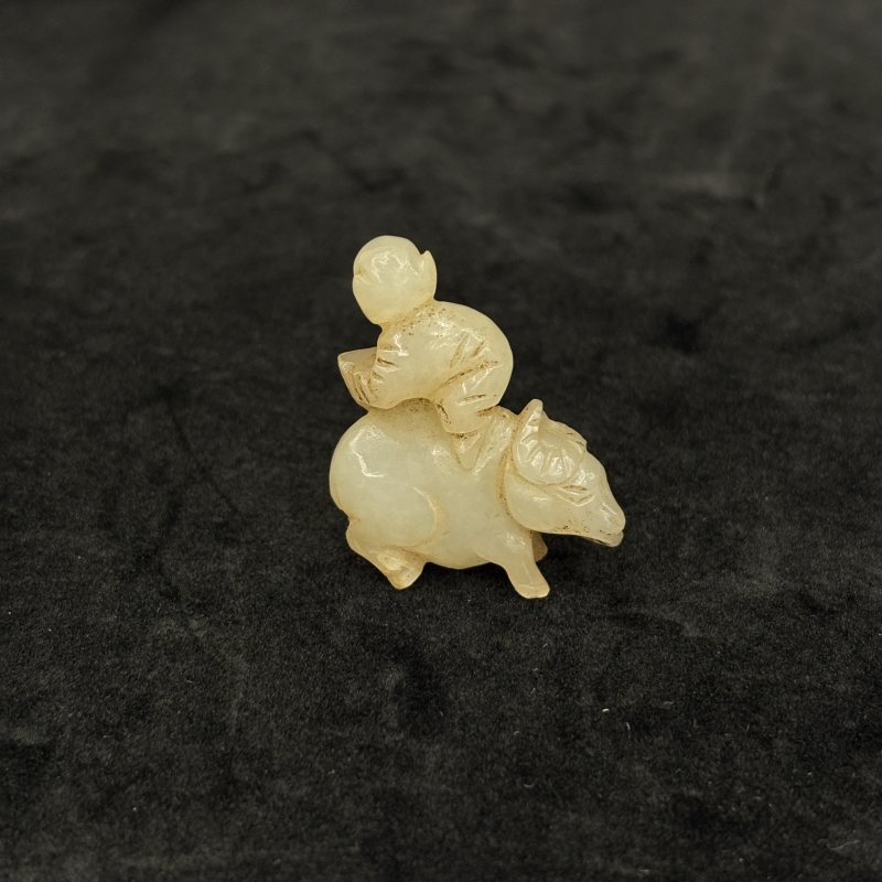 清 白玉胡人 白玉童子牧牛 白玉鹭鸶一组 - 图10