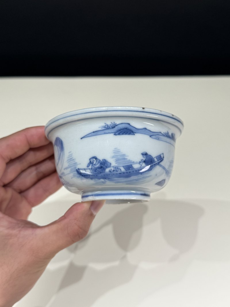 明天启 青花赤壁泛舟图碗 - 图6