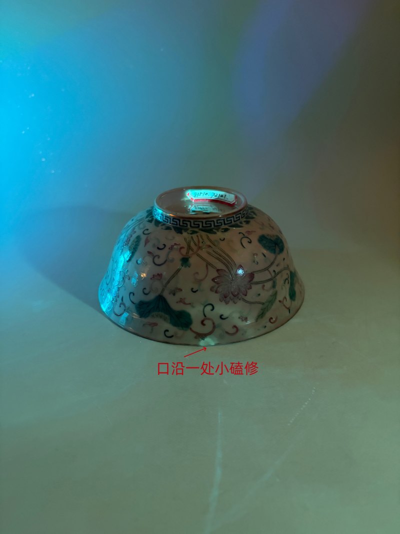 清光绪 内青花外粉彩莲池纹碗 - 图17