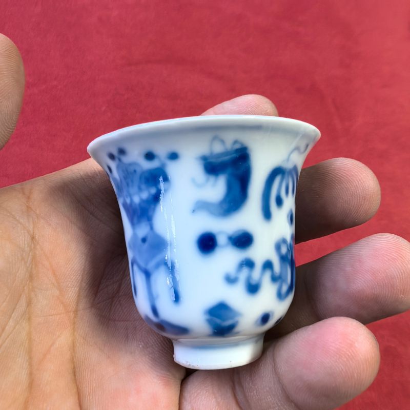 清中晚期 青花博古纹温酒器一套 - 图13