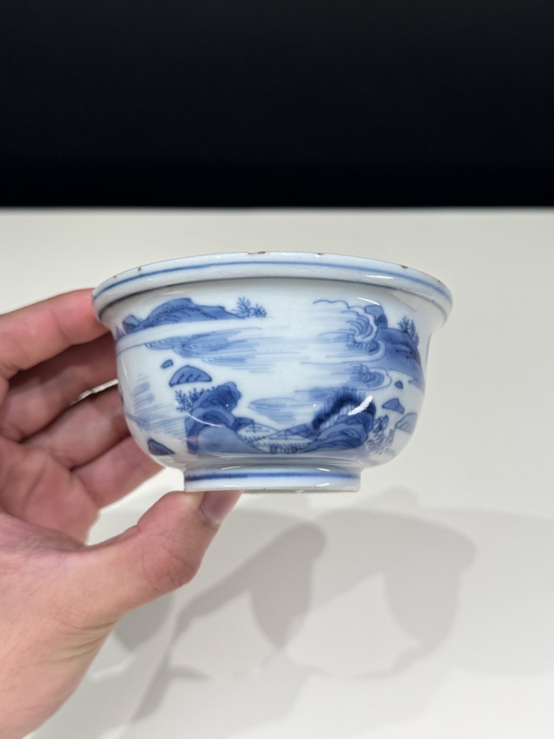 明天启 青花赤壁泛舟图碗 - 图7
