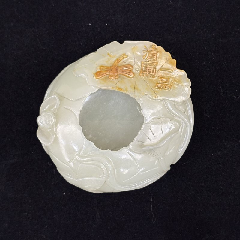 白玉留皮一品清廉水盂 - 图2