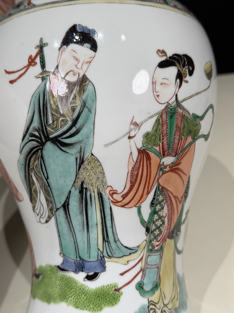 清光绪 五彩八仙祝寿人物凤尾尊 - 图13