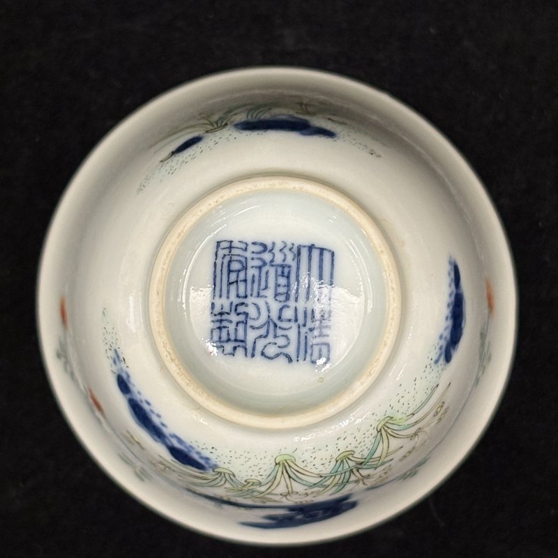 清 斗彩花神杯一对 - 图14