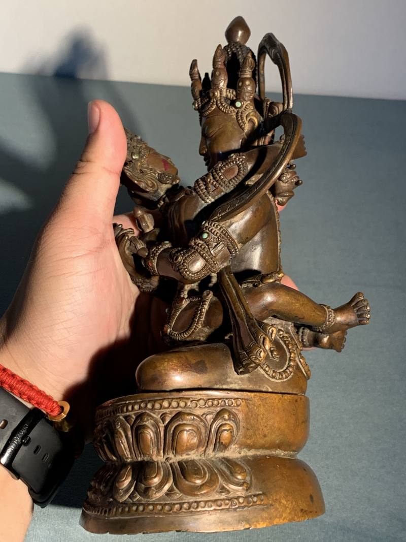清 尼泊尔十九世纪 铜嵌宝金刚总持双身像 - 图22