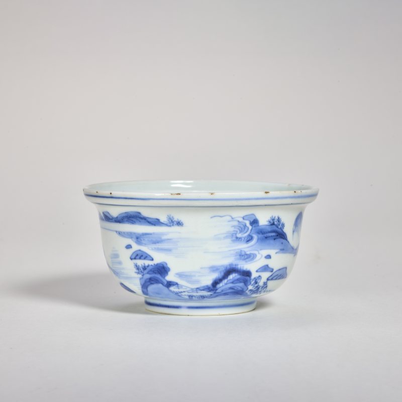 明天启 青花赤壁泛舟图碗 - 图2