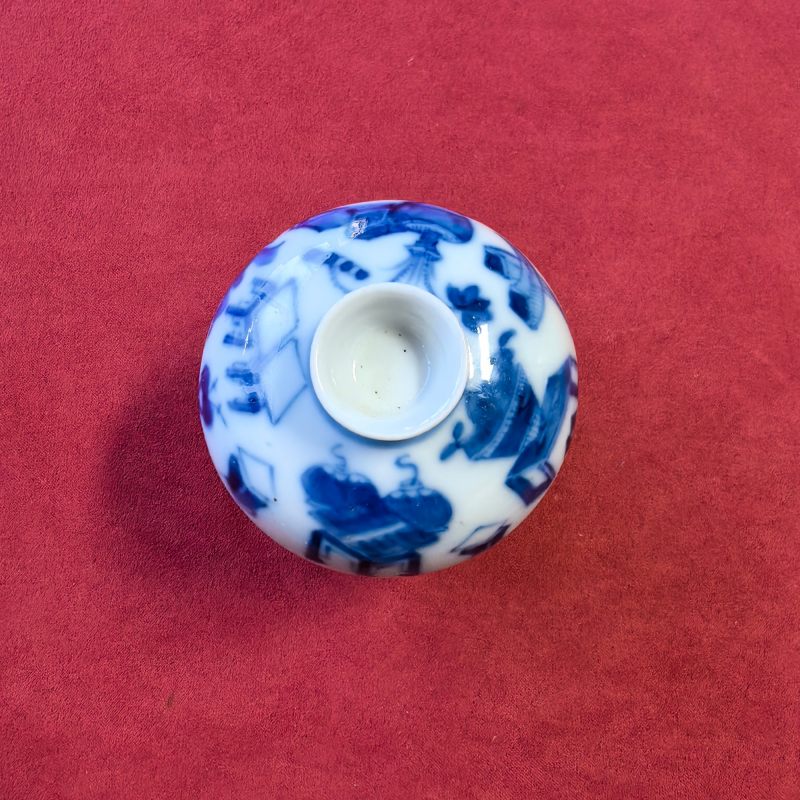 清中晚期 青花博古纹温酒器一套 - 图8