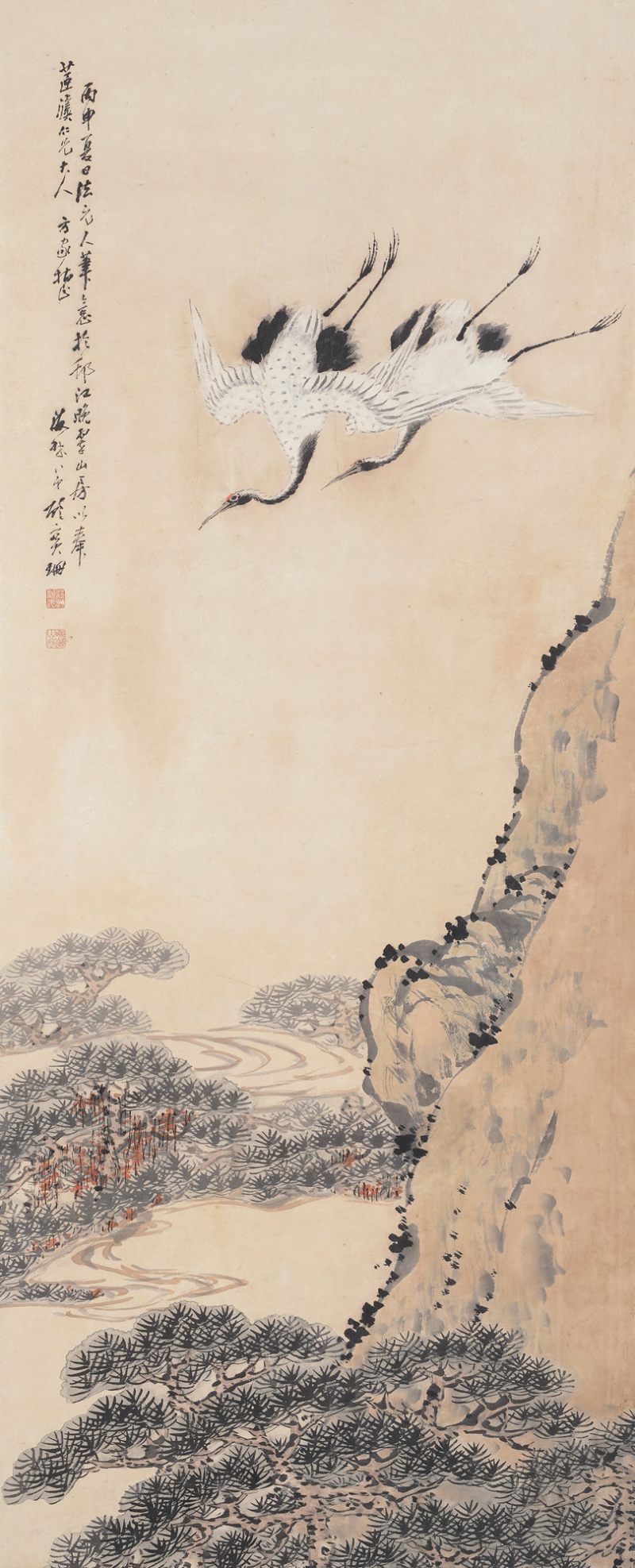 清 顾宝珊 仙鹤