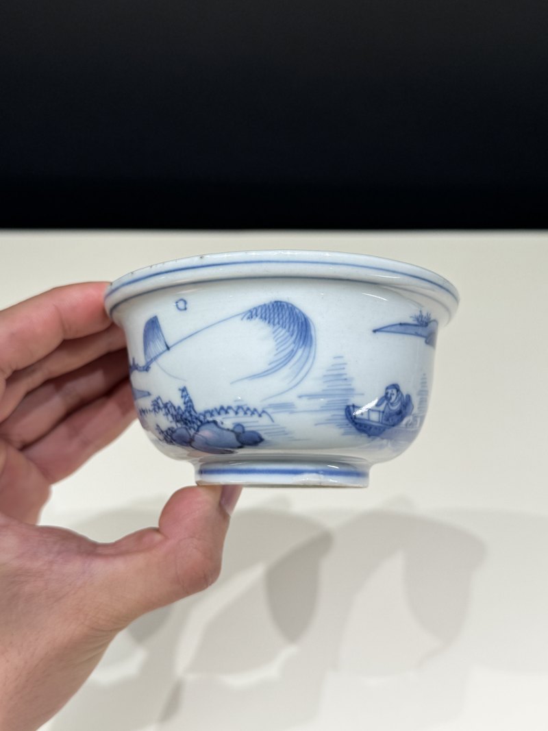 明天启 青花赤壁泛舟图碗 - 图9