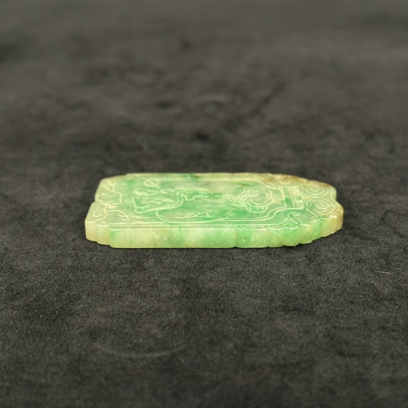 清 翡翠雕麒麟牌 - 图4