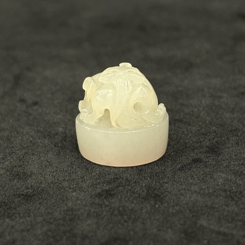 清 白玉珠 玉琮 白玉雕螭龙印钮一组 - 图11