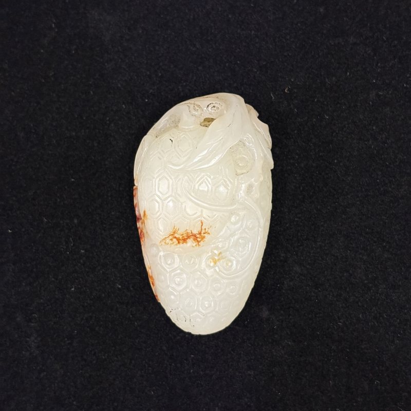 清 白玉留皮荔枝挂件 - 图2