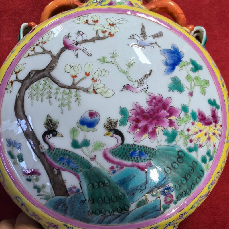 清晚期 粉彩花鸟纹抱月瓶 - 图9
