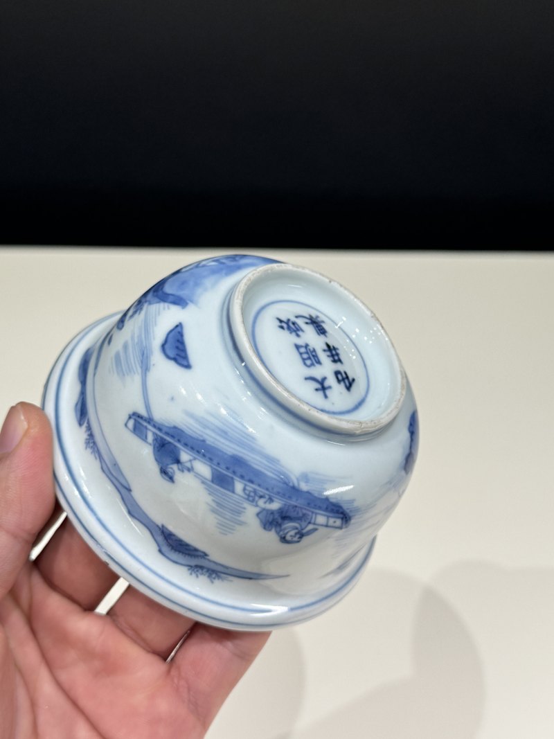 明天启 青花赤壁泛舟图碗 - 图12