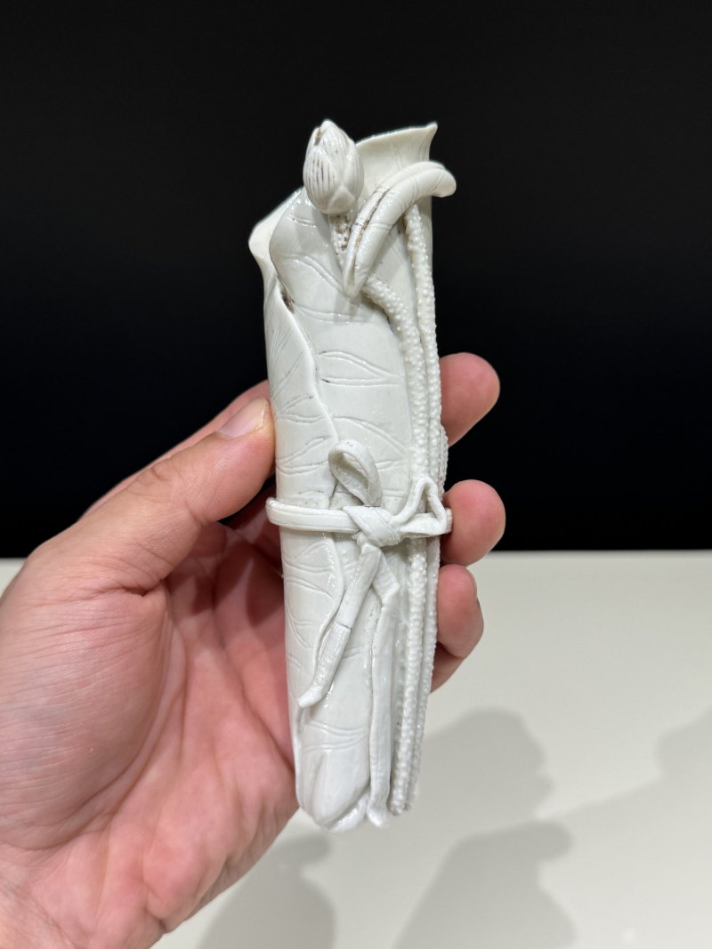 清乾隆 仿定荷叶仿生花插 - 图3