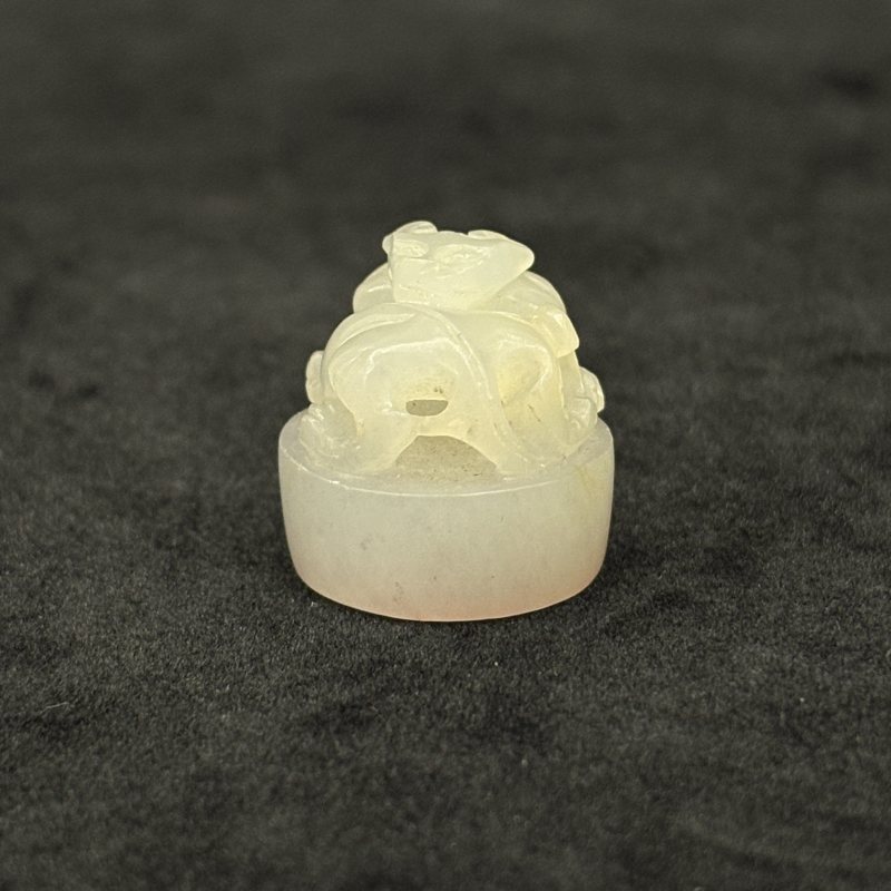 清 白玉珠 玉琮 白玉雕螭龙印钮一组 - 图13