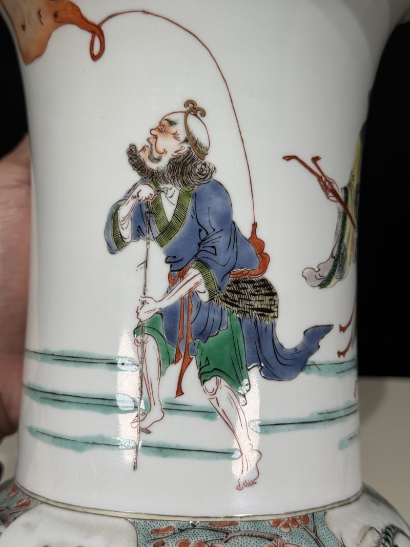 清光绪 五彩八仙祝寿人物凤尾尊 - 图18