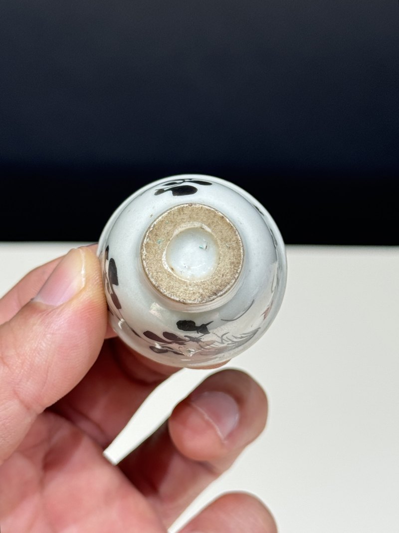 清乾隆 墨彩花卉诗文小杯两只 - 图8