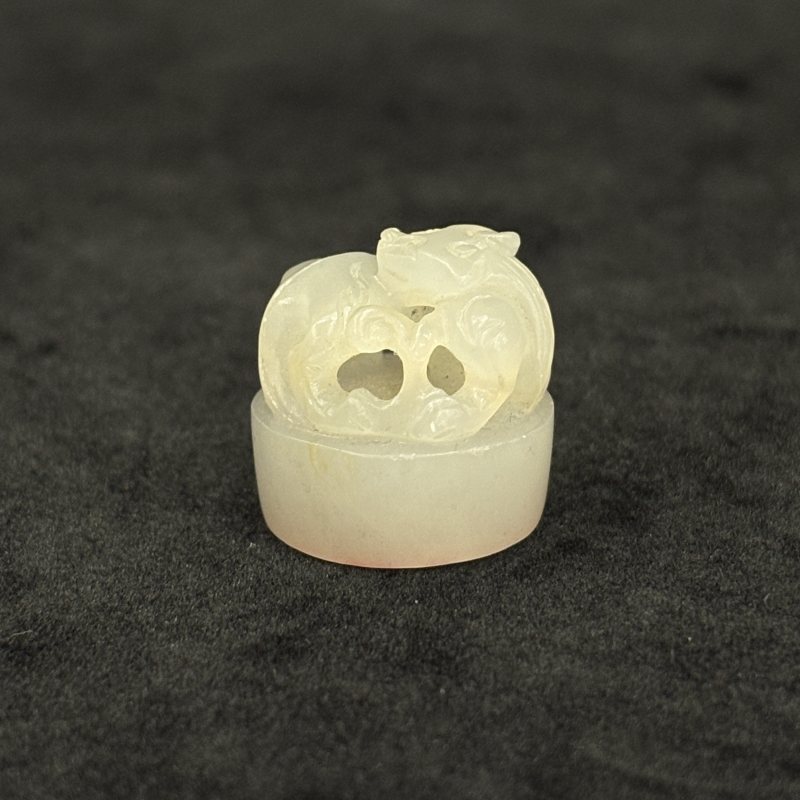 清 白玉珠 玉琮 白玉雕螭龙印钮一组 - 图14