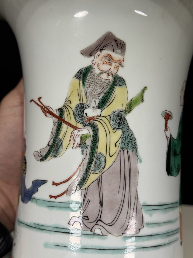 清光绪 五彩八仙祝寿人物凤尾尊 - 图19