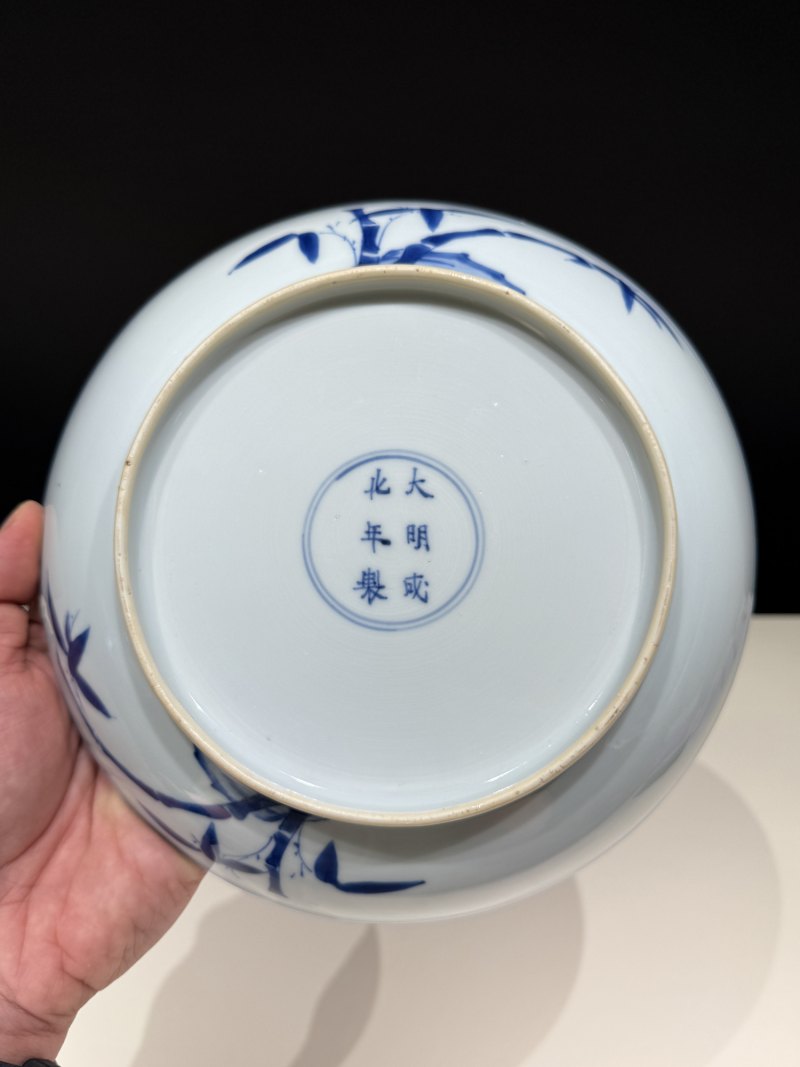 清康熙 青花嫦娥玉兔图盘 - 图9