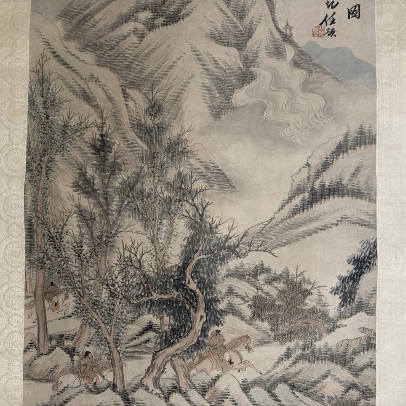 清 任预 春山驰马图 - 图2