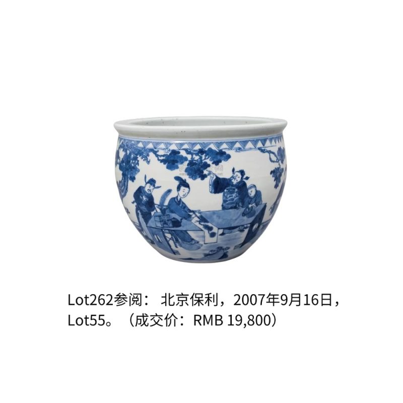 清光绪 青花草圣张旭以头濡墨故事卷缸 - 图2