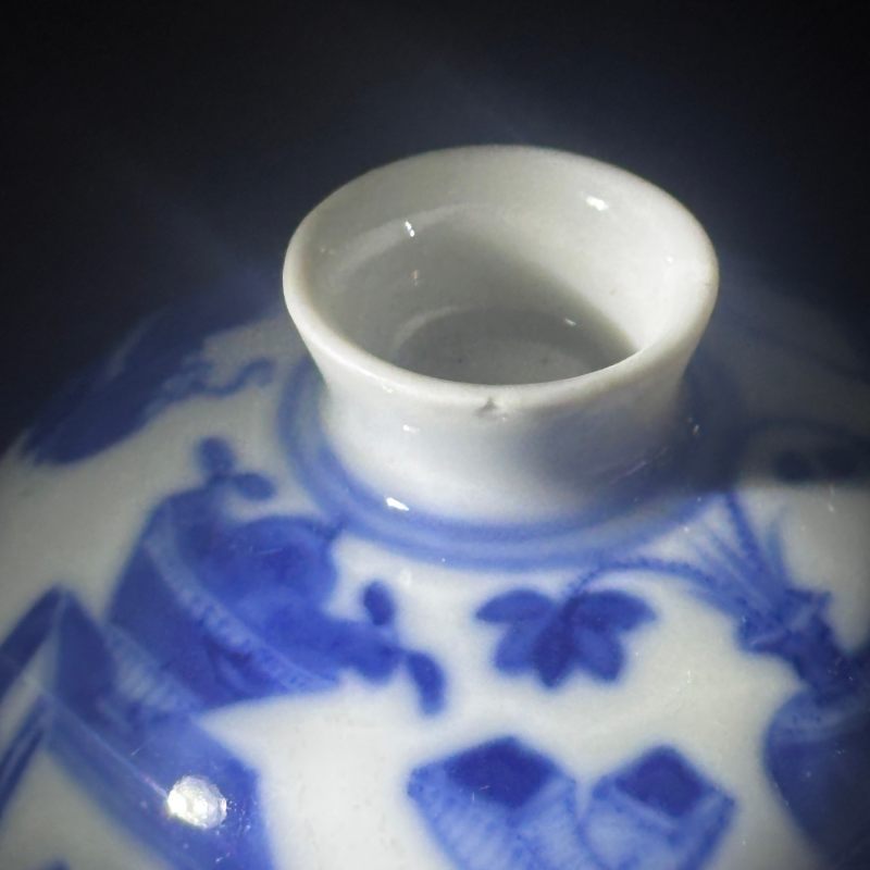 清中晚期 青花博古纹温酒器一套 - 图22