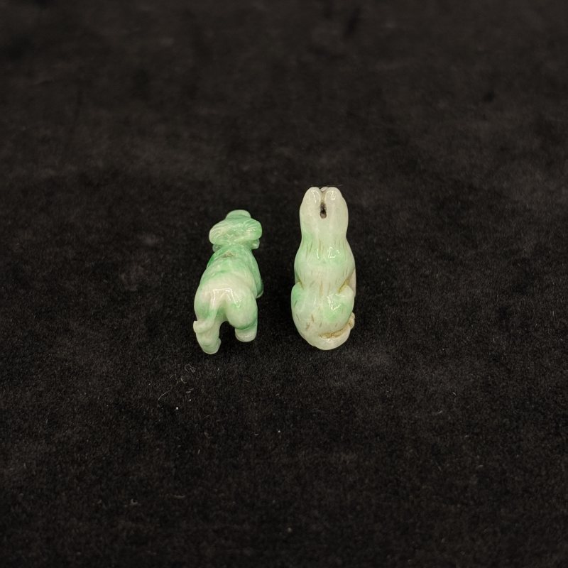 清 翡翠双喜挂件 翡翠牛 翡翠狗一组 - 图4