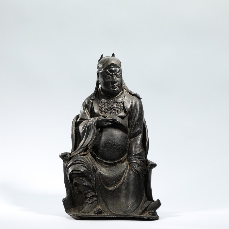 明 铜关公坐像