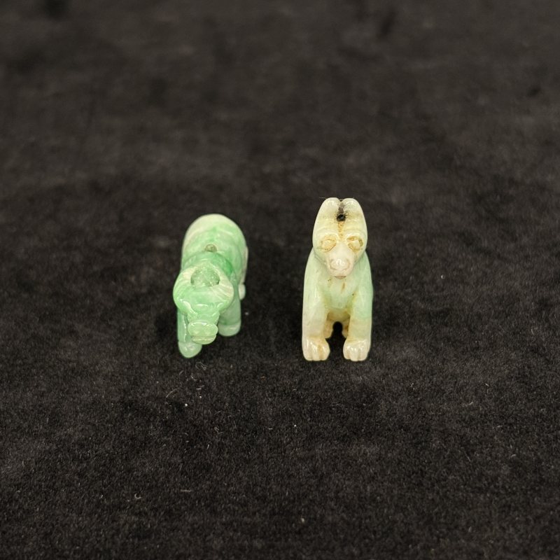 清 翡翠双喜挂件 翡翠牛 翡翠狗一组 - 图6