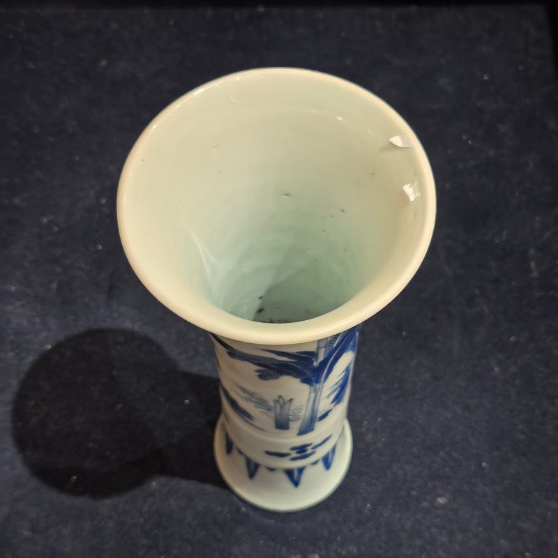 清康熙 青花人物故事图花觚 - 图6