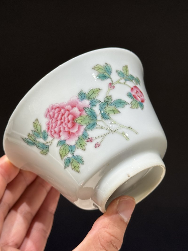 民国 粉彩花卉纹茶碗一对 - 图17