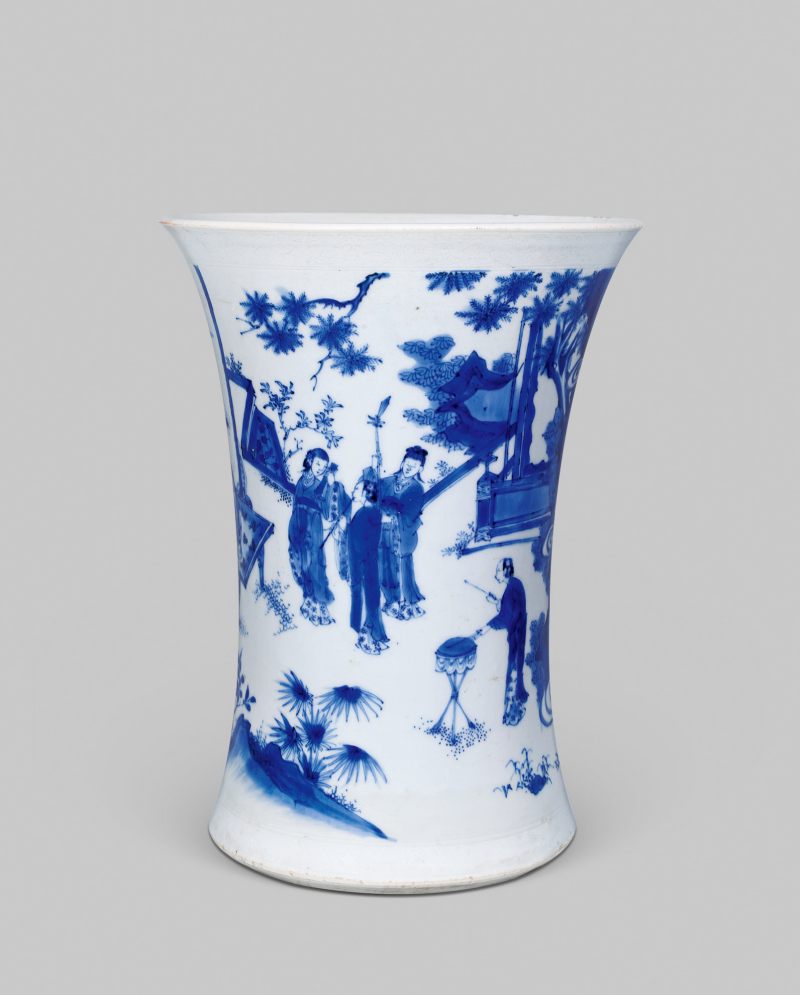 明 青花人物故事纹花觚