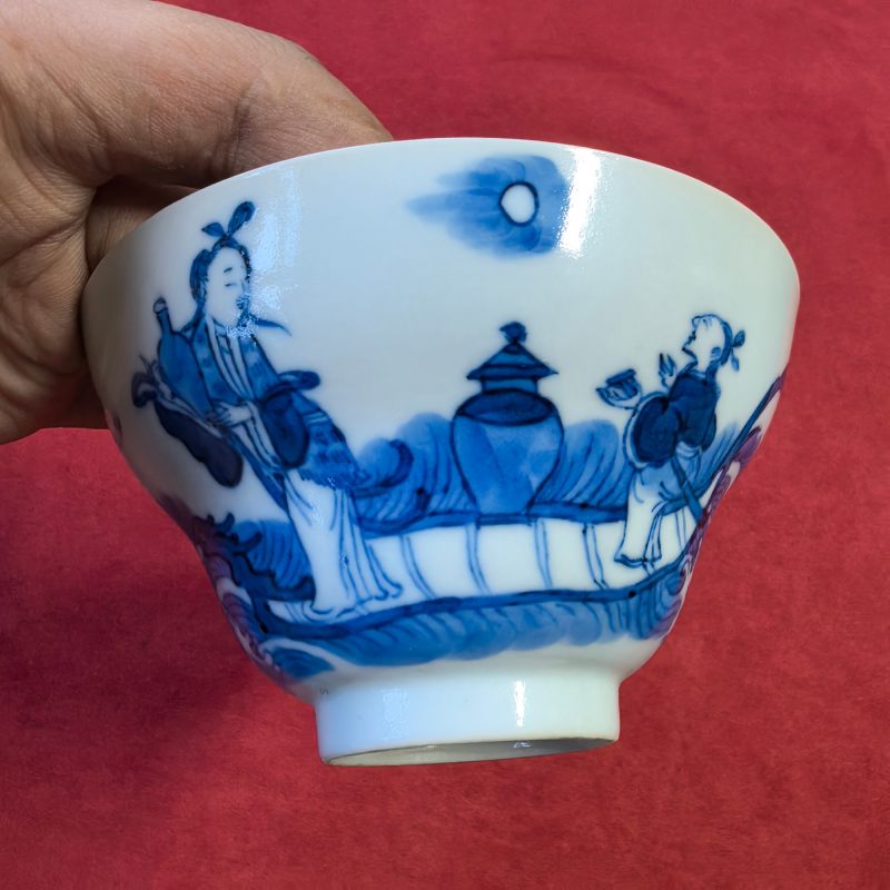 清道光 青花仙人乘槎折腰杯 - 图8