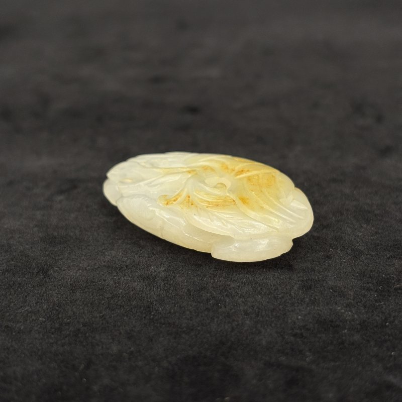 清 白玉留皮镂雕福至心灵挂件 - 图5