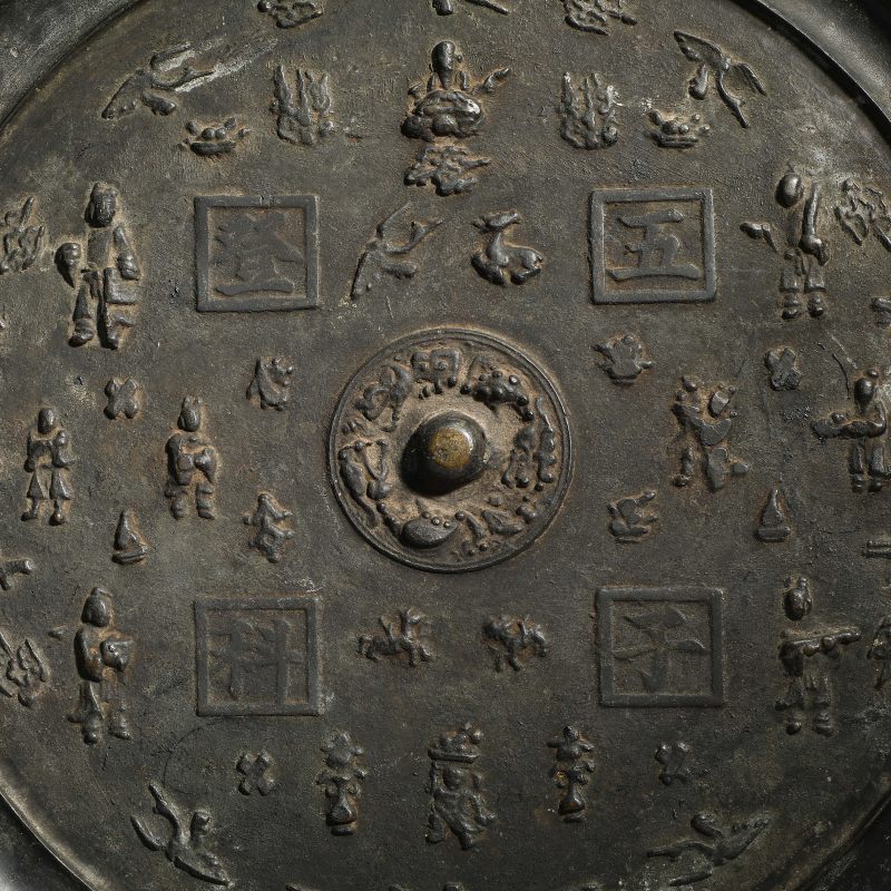 明 铜“五子登科”铭人物多宝纹吉语镜 - 图2