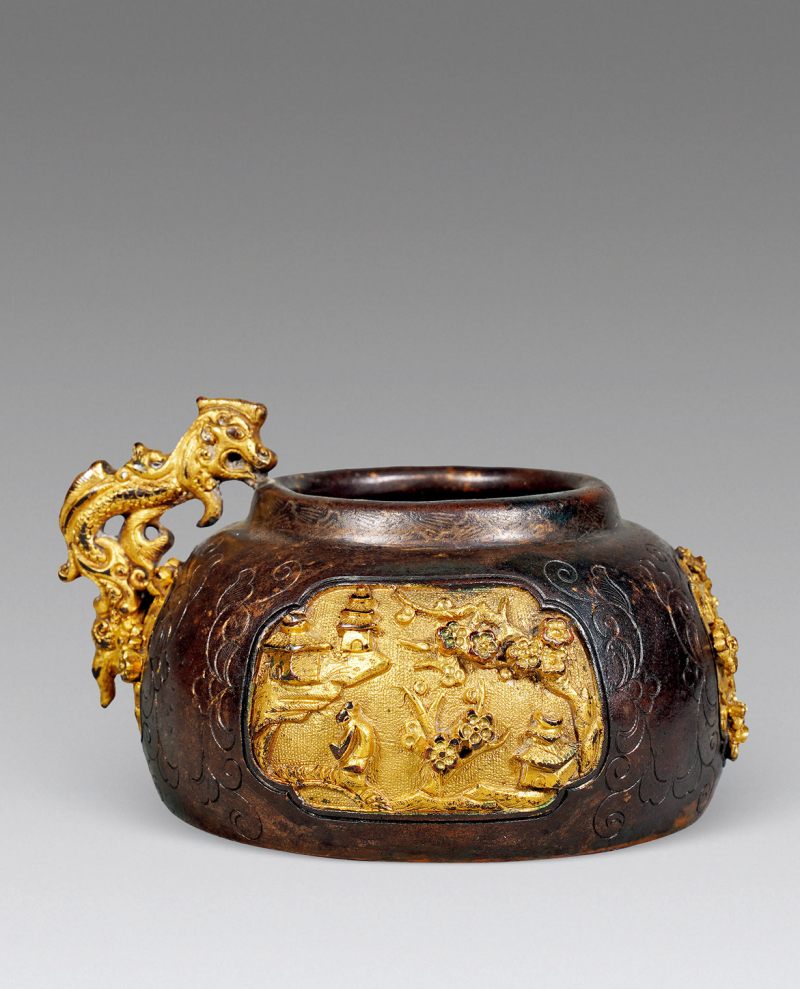 清 铜错金龙纹水盂