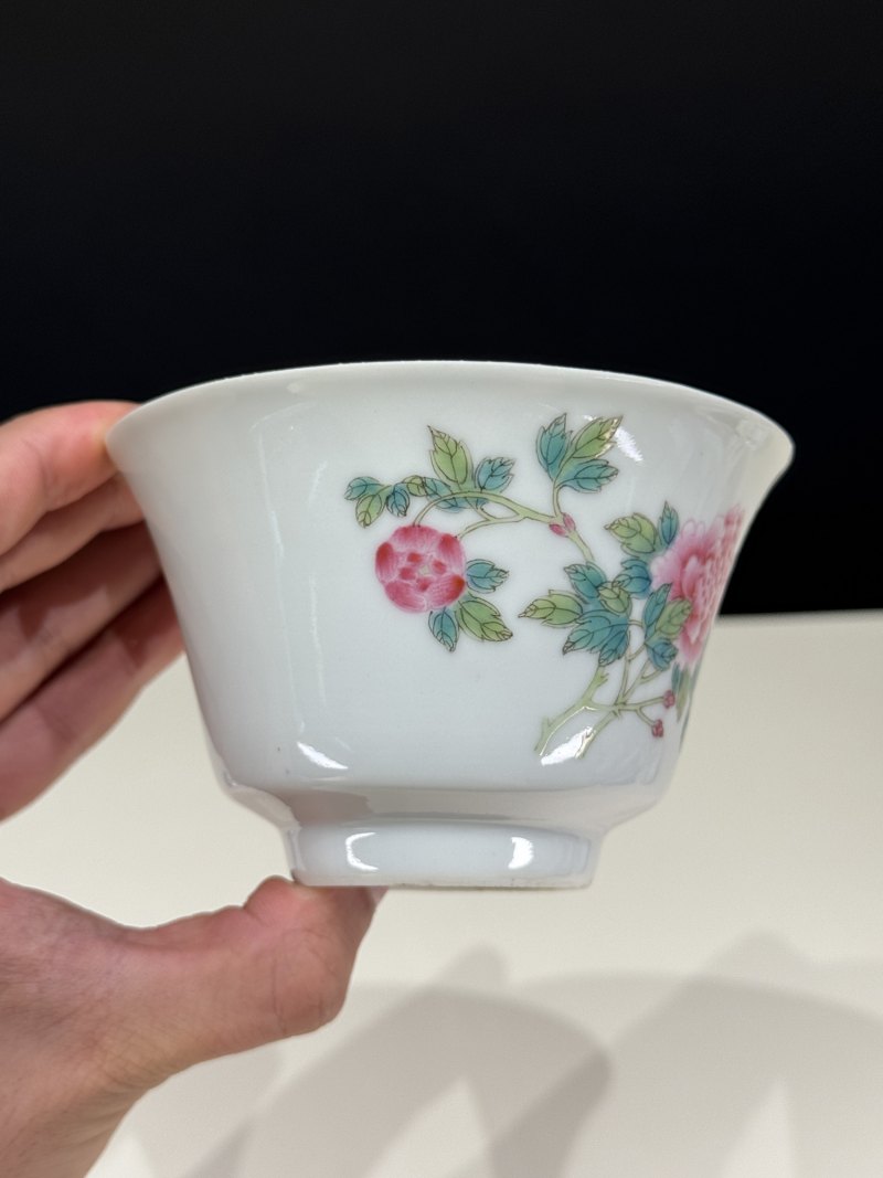 民国 粉彩花卉纹茶碗一对 - 图21