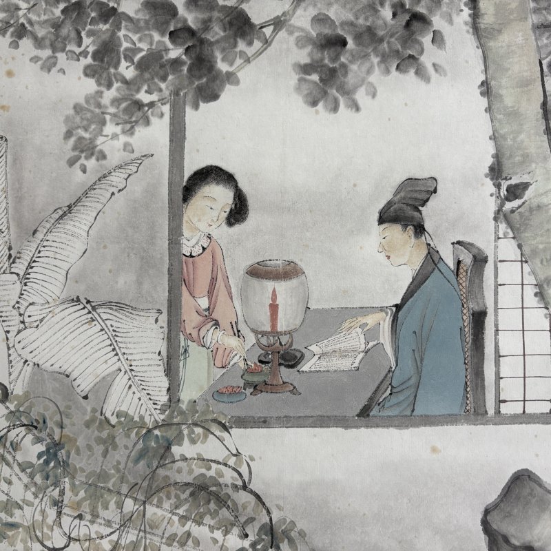 近现代 孔小瑜 红袖添香图 - 图3