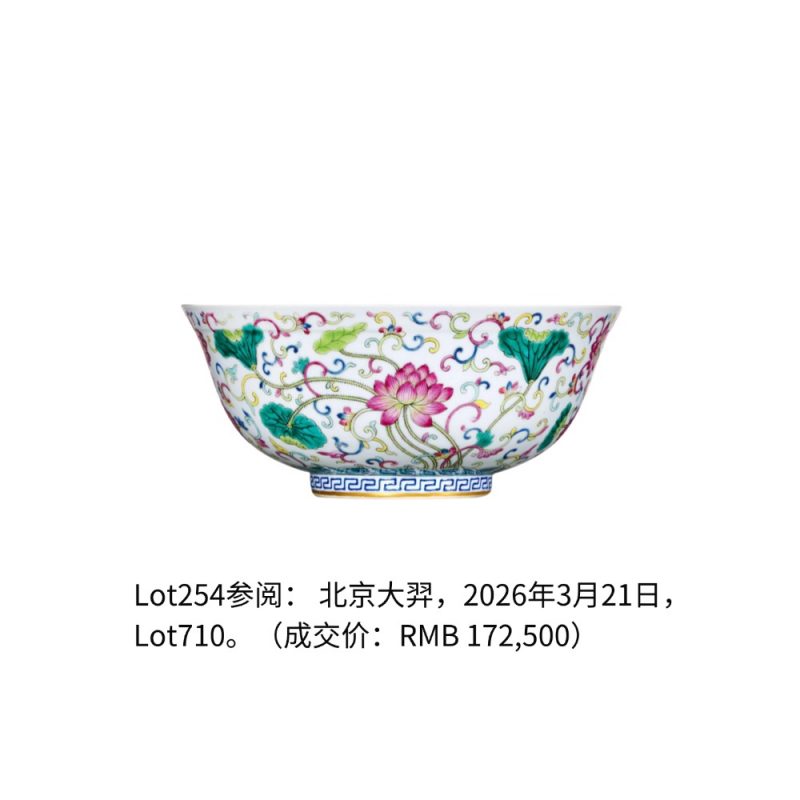 清光绪 内青花外粉彩莲池纹碗 - 图4