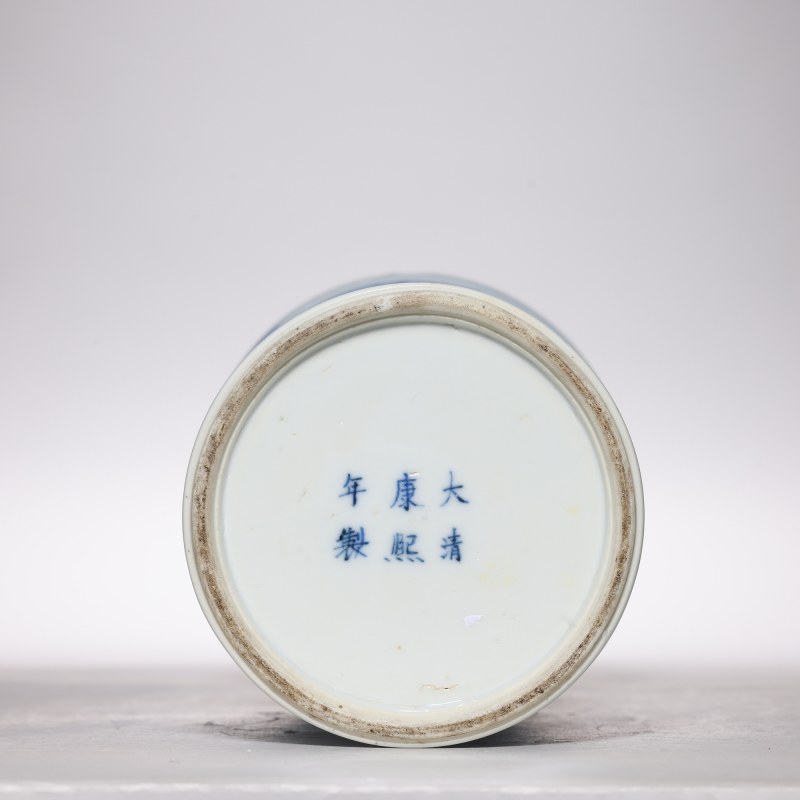清晚期 青花教子图花觚 - 图7
