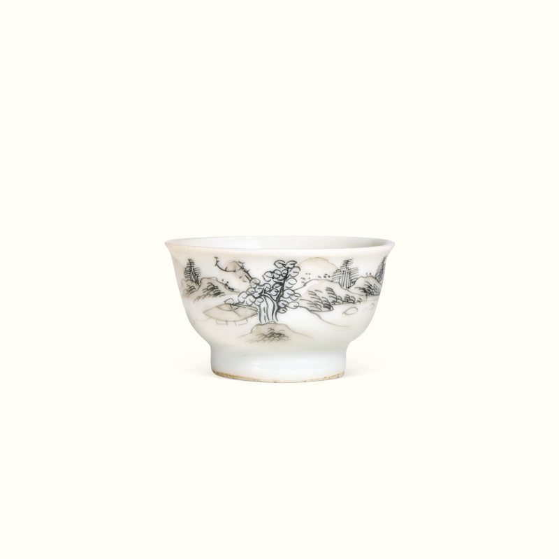 清雍正 墨彩山水小杯