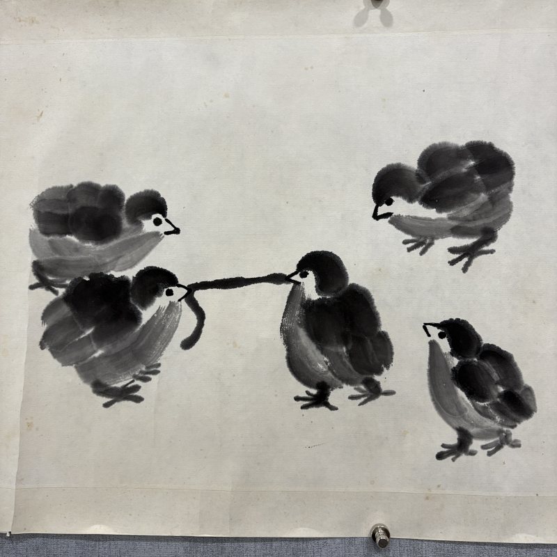 近现代 齐白石 雏鸡逐趣 - 图2