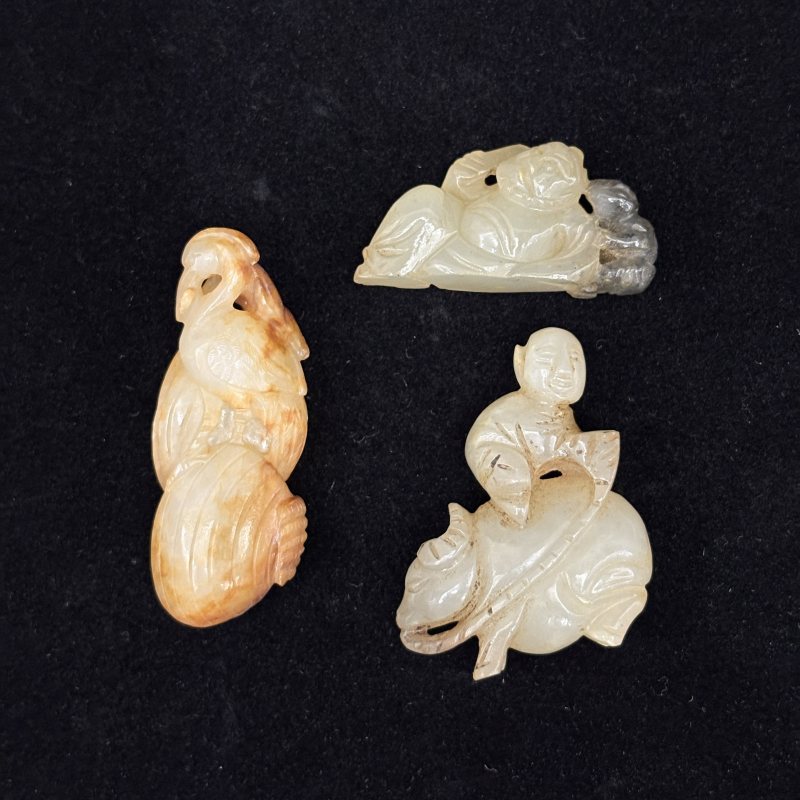 清 白玉胡人 白玉童子牧牛 白玉鹭鸶一组 - 图2