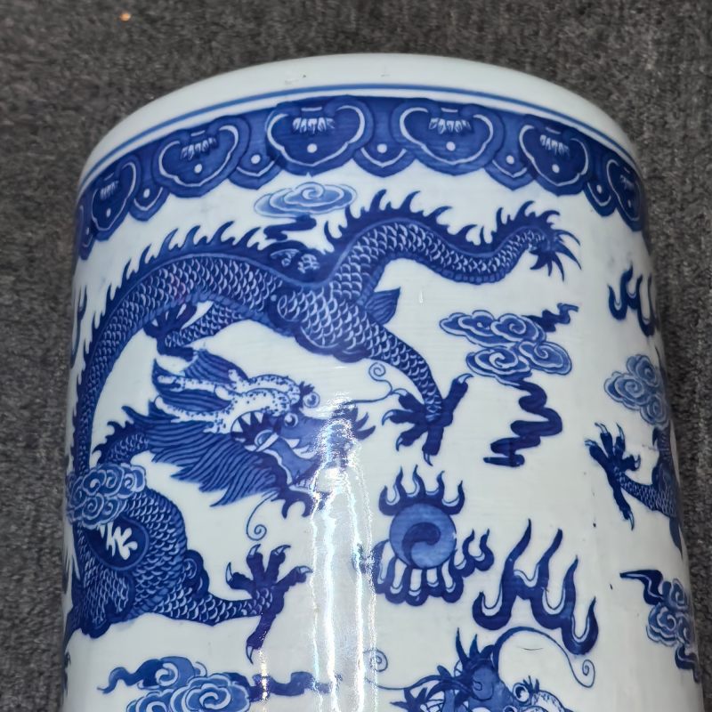 近代 青花云龙纹筒瓶 - 图7
